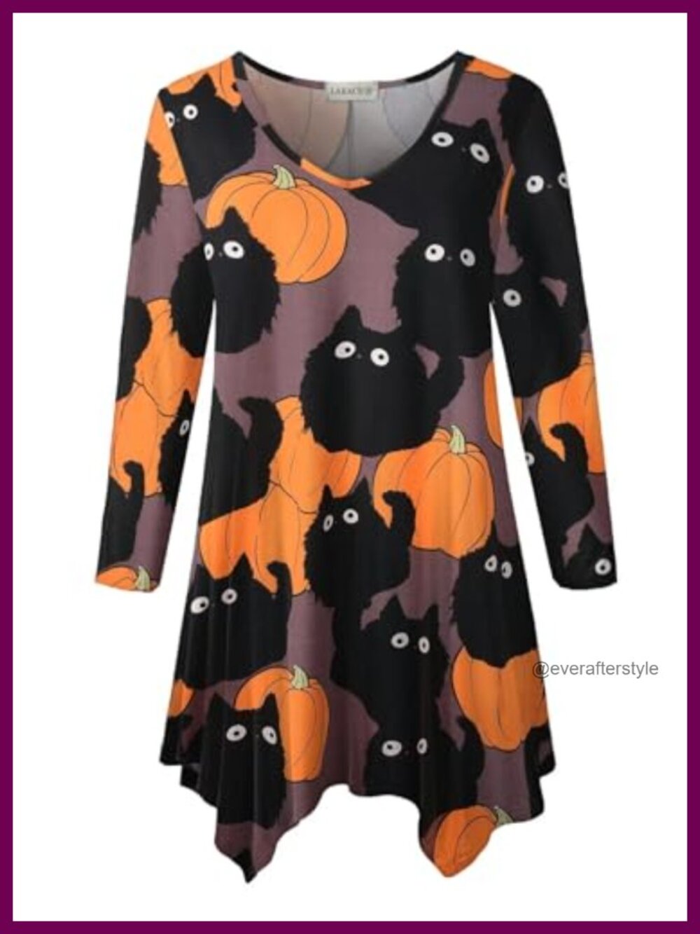 Plus Size V-Neck 3/4 Sleeve Asymmetric Tunic Top Loose Fit Swing